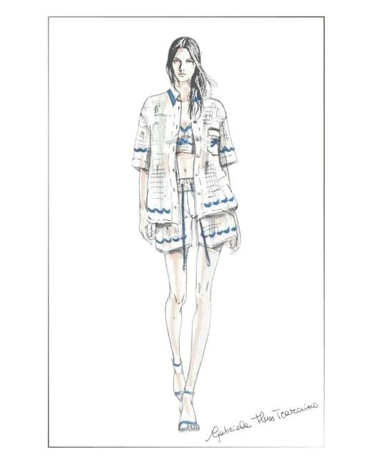 Fabrique Natural Oriel Palm Handworked Embroidery Buttoned Cardigan And Shorts Set