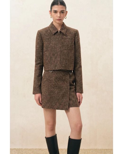 Fabrique Gray Lara Deconstructed Zip Front Jacket