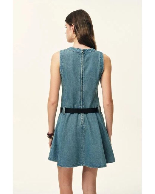 Fabrique Blue Lisa Lower Waist Belted Sleeveless Dress