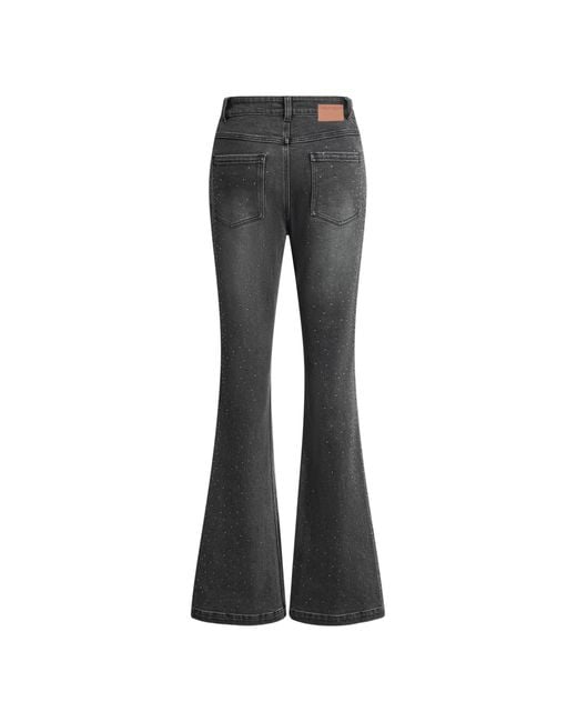 Fabrique Black Una Crystal Embellished Gradient Flared Jeans