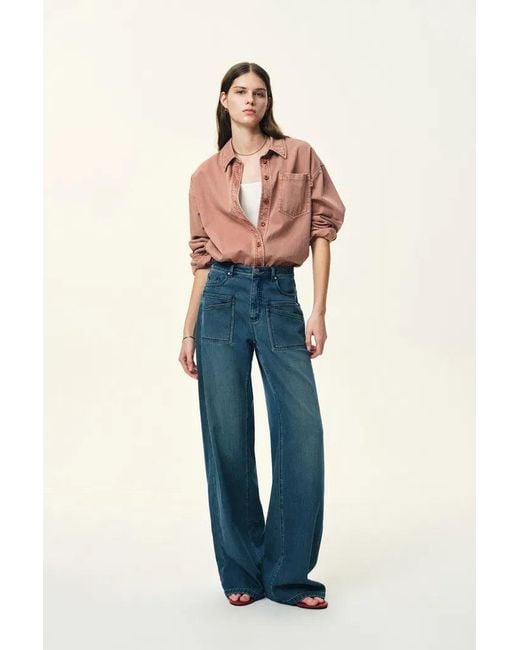 Fabrique Blue Carrie Front Pocket Washed Straight Jeans