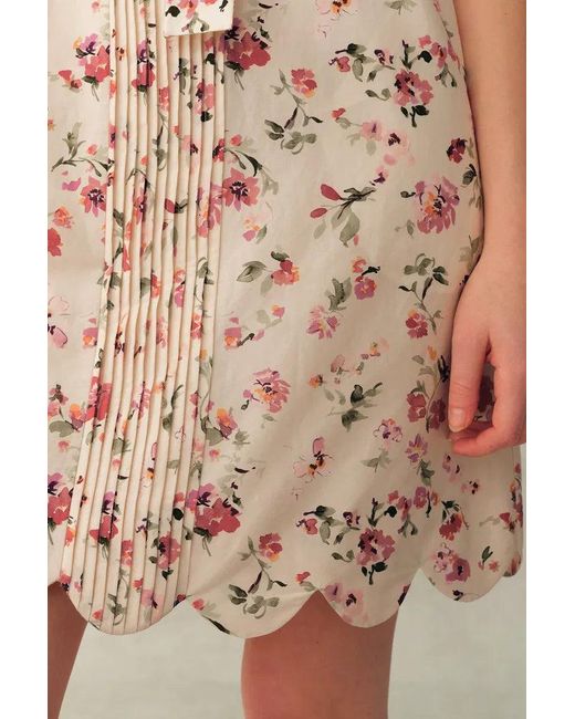Fabrique Natural Thea Bow Tie Hand Painted Floral Sleeveless A Line Dress