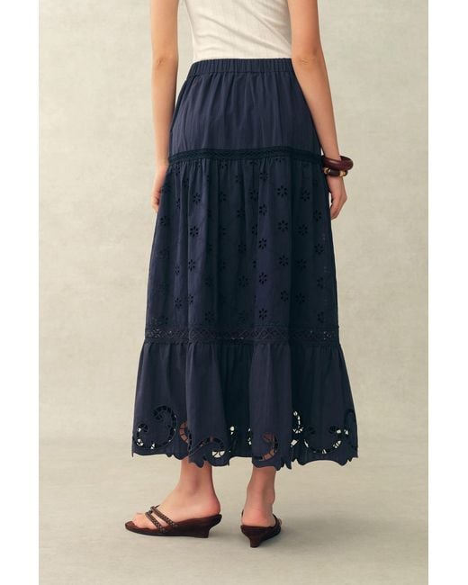 Fabrique Blue Ivy Cutwork Embroidery Maxi Skirt