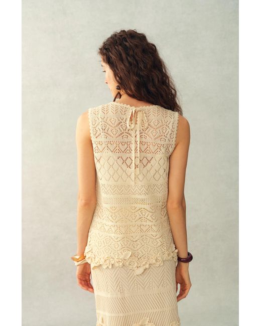 Fabrique Brown Beatrice 3D Floral Openwork Top