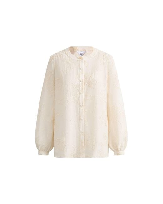 Fabrique Yellow Veyra Embroidered Collarless Shirt