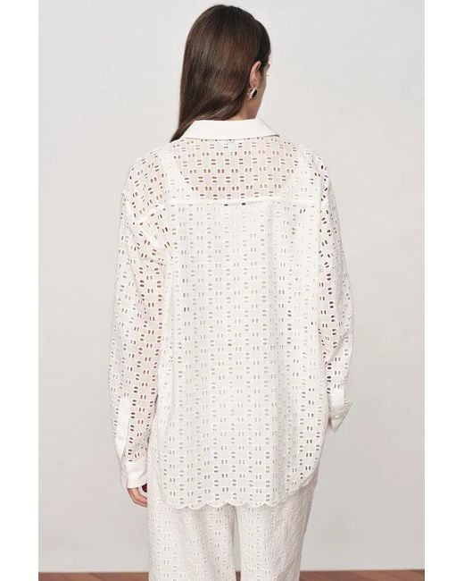 Fabrique White Eliana Cutwork Embroidery Point Collar Shirt