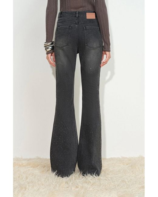 Fabrique Black Una Crystal Embellished Gradient Flared Jeans