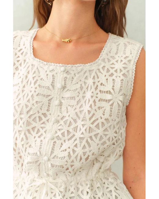 Fabrique Natural Zane Open Knit Drawstring Top