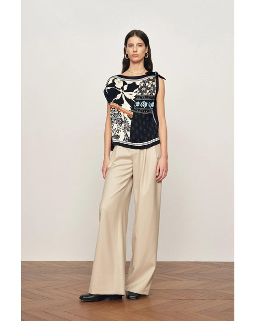 Fabrique Natural Gracie Scarf Panel Tie Shoulder Sleeveless Top