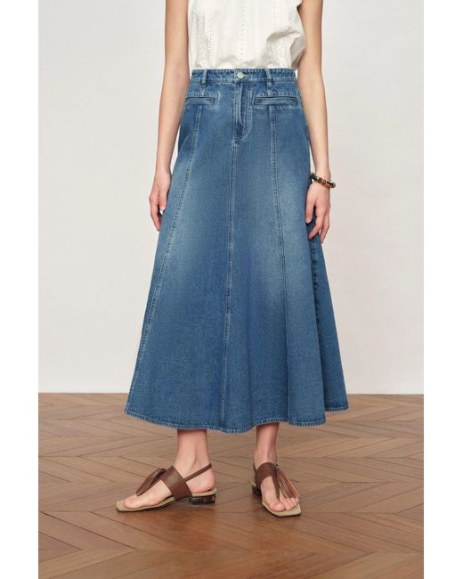 Fabrique Blue Quilla A-Line Midi Skirt