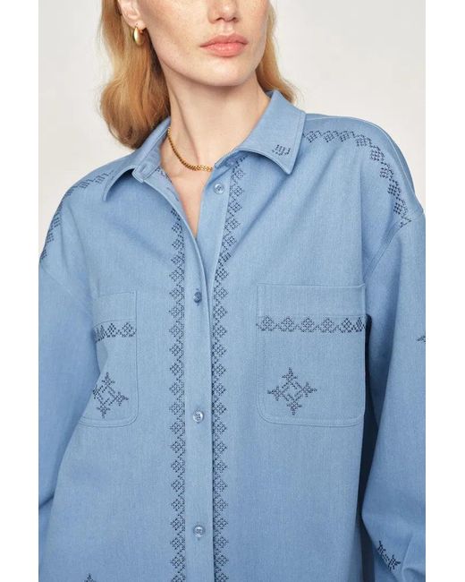 Fabrique Blue Helia Embroidery Shirt