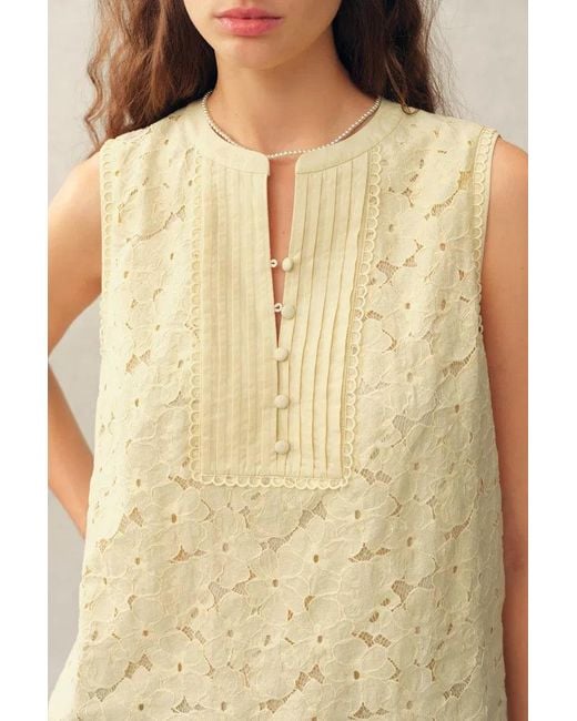 Fabrique Blue Charlotte Marigold Lace Embroidery Sleeveless Top