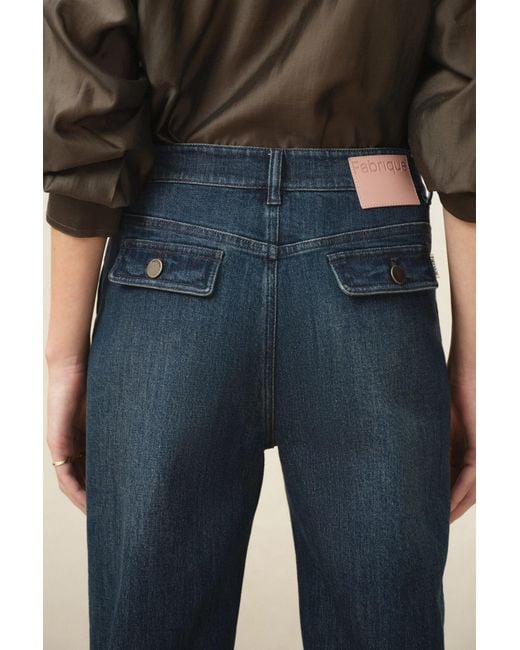 Fabrique Blue Coco Slit Hem Flared Jeans
