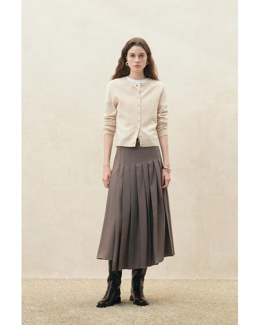 Fabrique Multicolor Grace Pleated Wrap Houndstooth Skirt