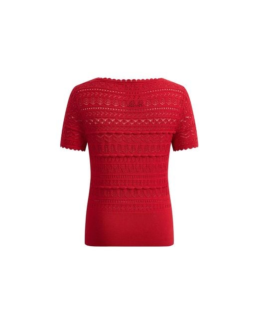 Fabrique Red Leyla 3D Floral Short Sleeve Top