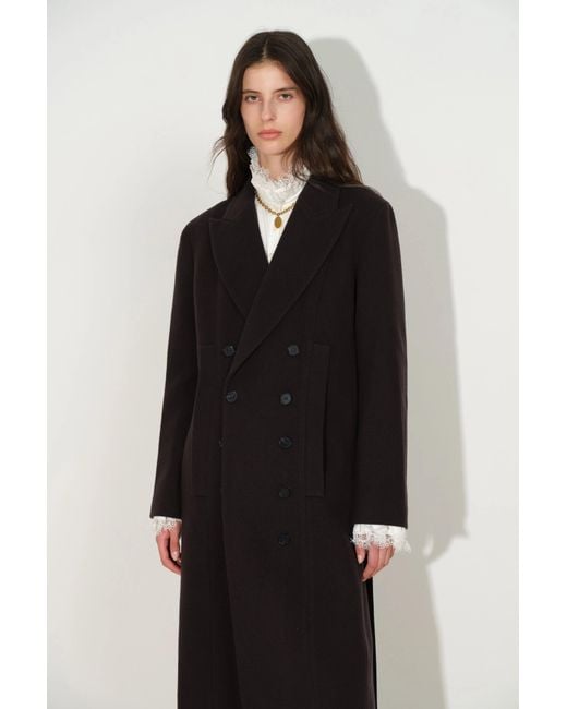 Fabrique Black Caspia Oversized Double Breasted Long Coat