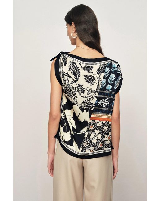 Fabrique Natural Gracie Scarf Panel Tie Shoulder Sleeveless Top