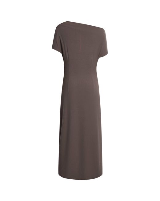 Fabrique Gray Hazel Draped Off Shoulder Dress