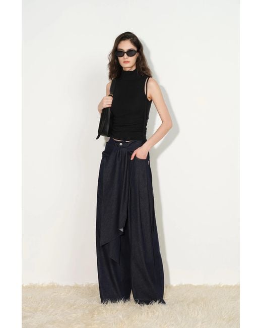 Fabrique Blue Jayne Belted Wide Leg Jeans