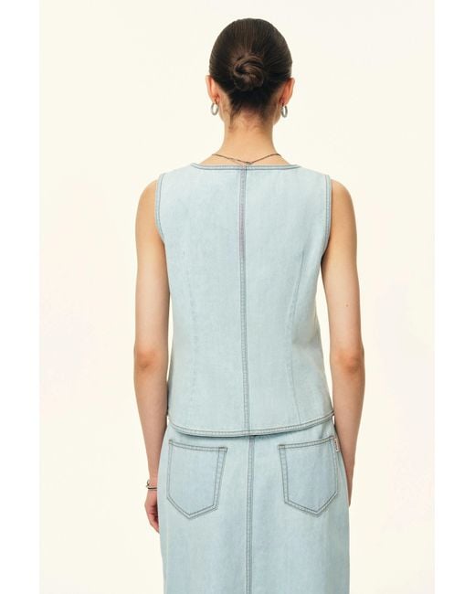 Fabrique Blue Jean Handwork Bead Denim Vest Top