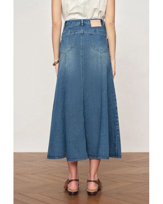 Fabrique Blue Quilla A-Line Midi Skirt