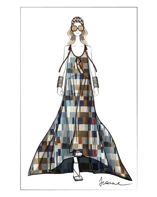 Fabrique Natural Morven Mosaic-Print Robe Dress