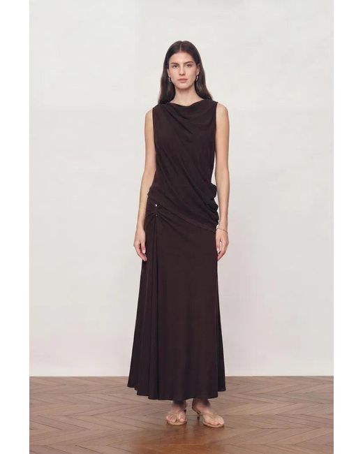 Fabrique White Florence Asymmetric Draped Sleeveless Top And Maxi Skirt Set