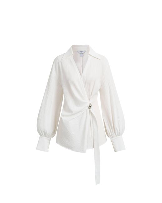 Fabrique Natural Bianca Hand Stitch Ruched-Waist Shirt
