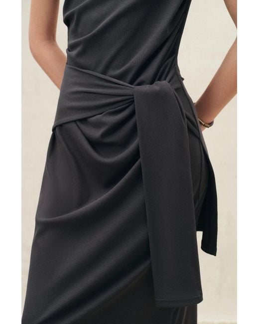 Fabrique Natural Isla Ruched Tie Front T-Shirt Dress