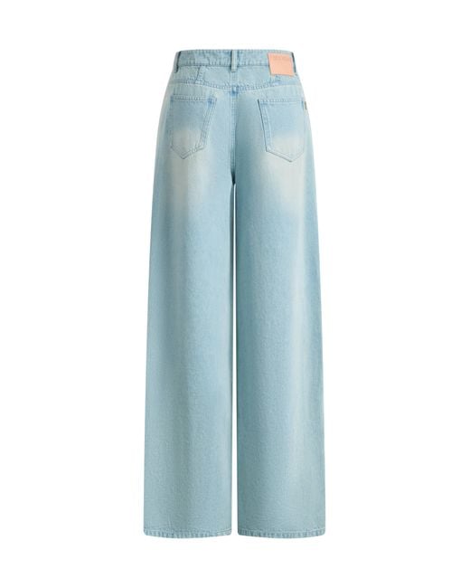 Fabrique Blue Berthe Embossed Flowers Straight Leg Jeans