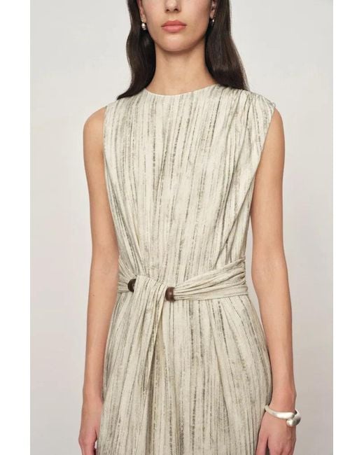 Fabrique Natural Felicia Handwork Draping Textured Stripe Sleeveless Dress