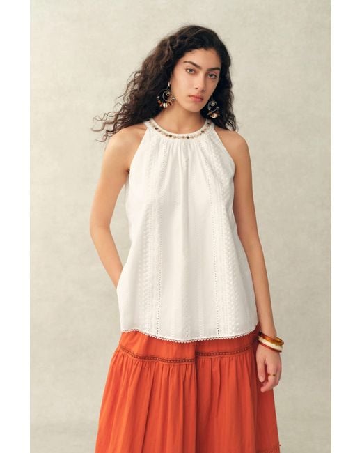Fabrique Red Hazel Halter Neck Sleeveless Top