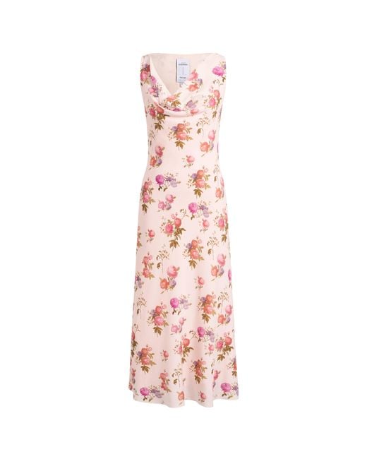 Fabrique Pink Fraye Floral Cowl Neck Sleeveless Dress