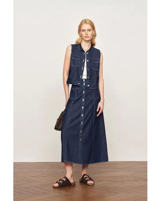 Fabrique Blue Sloane Tencel Denim Vest Top And Skirts Matching Set