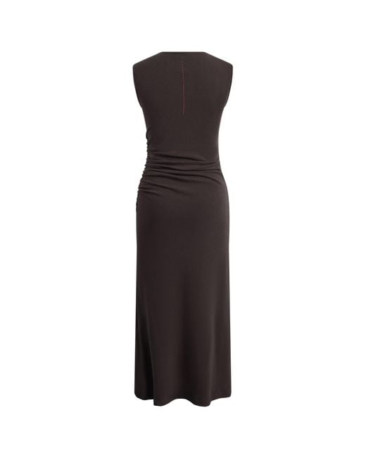 Fabrique Gray Raina Asymmetric Draped Sleeveless Fitted Dress