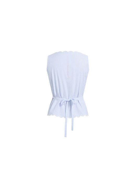 Fabrique Natural Lone Striped Embroidered Sleeveless Lace Trim Cami Top