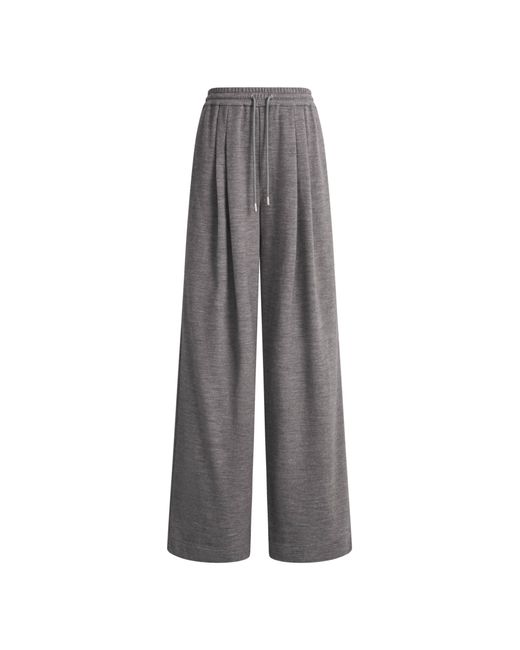 Fabrique Gray Miranda Pleated Drawstring Wide Leg Pants
