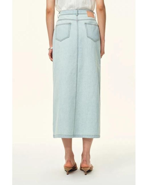 Fabrique Blue Delia Handwork Beading Midi Skirt