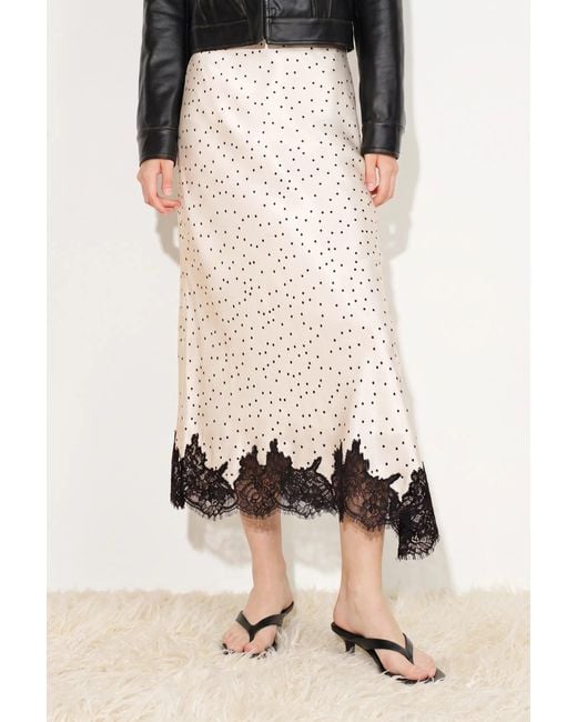 Fabrique Black Sonnet Polka Dot Lace Trim Skirt