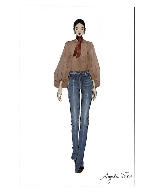 Fabrique Blue Coco Slit Hem Flared Jeans