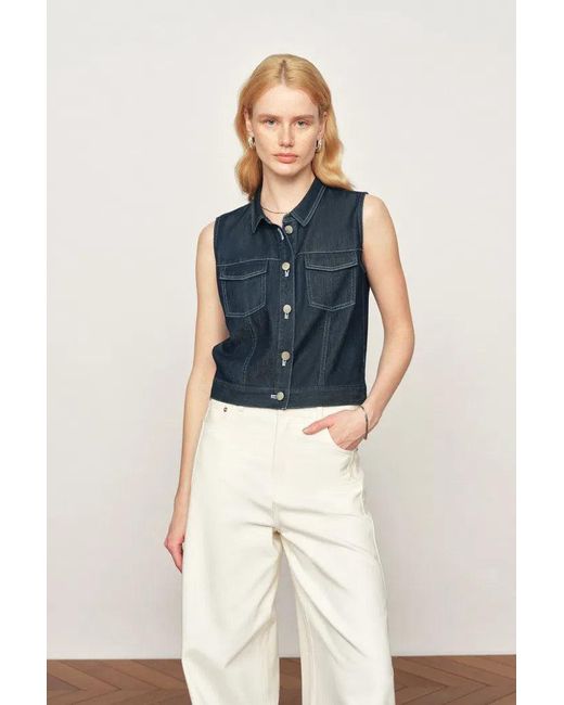 Fabrique Blue Sloane Tencel Denim Vest Top And Skirts Matching Set