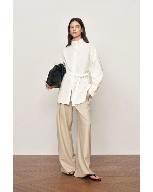 Fabrique Natural Pearl Oversized Belted Shirt Jacket