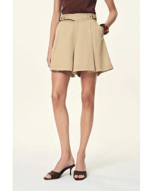 Fabrique Natural Charlotte Pleated Adjustable Waist Buckle A Line Skort