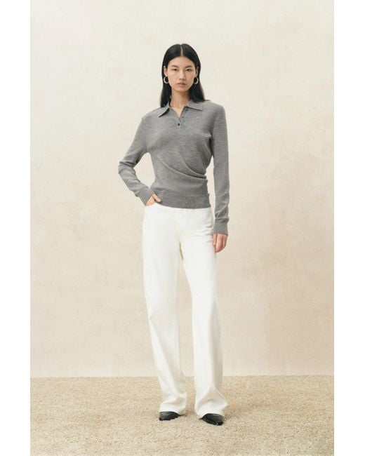 Fabrique Natural Zoe Cinched Waist Polo Top