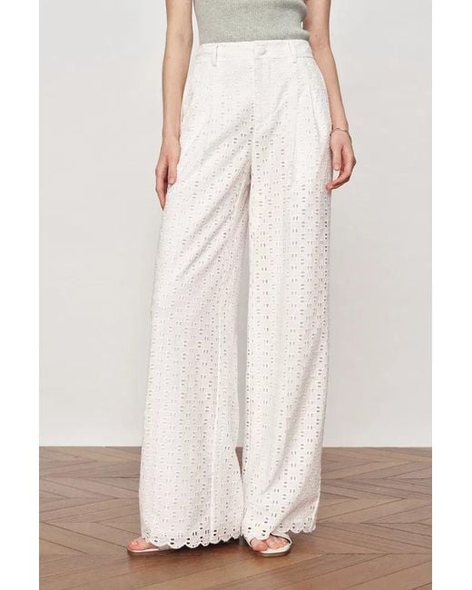 Fabrique Pink Eliana Cutwork Embroidery Wide Leg Pants