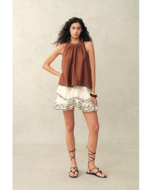 Fabrique Natural Brioche Paisley Embroidery Skirt