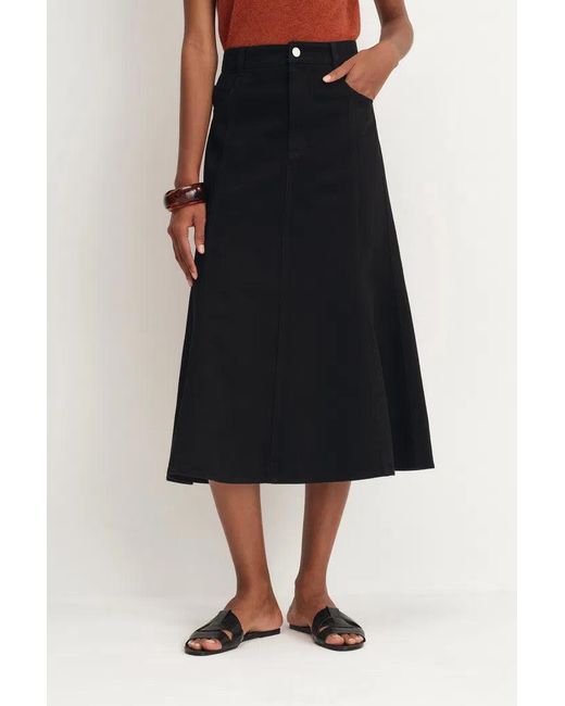 Fabrique Black Nyssa Flared Midi Skirt
