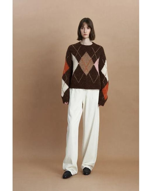 Fabrique Natural Faye Argyle Sweater