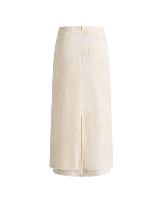 Fabrique Natural Korin Koi Embroidered Tie-Waist Skirt