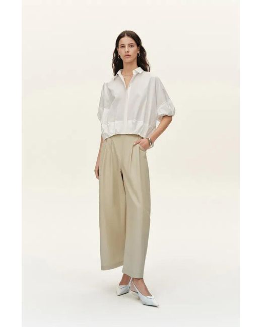 Fabrique Natural Sienna Airy Drawstring Barrel Leg Pants